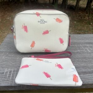 Coach White Popsicle Print Crossbody with Wristlet Limited Edition